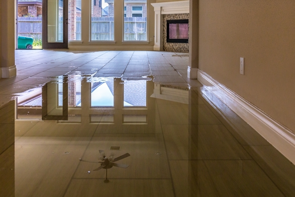 Water on tile floor in a home