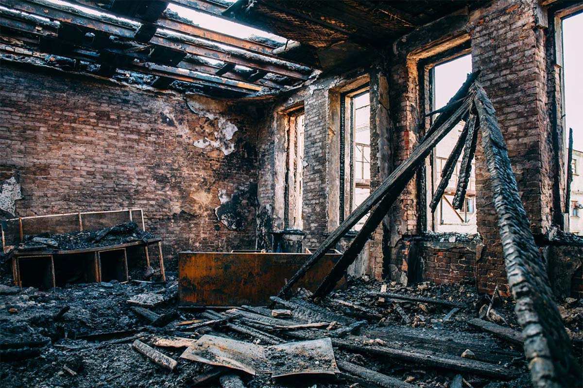 Fire Damaged Room Before Restoration