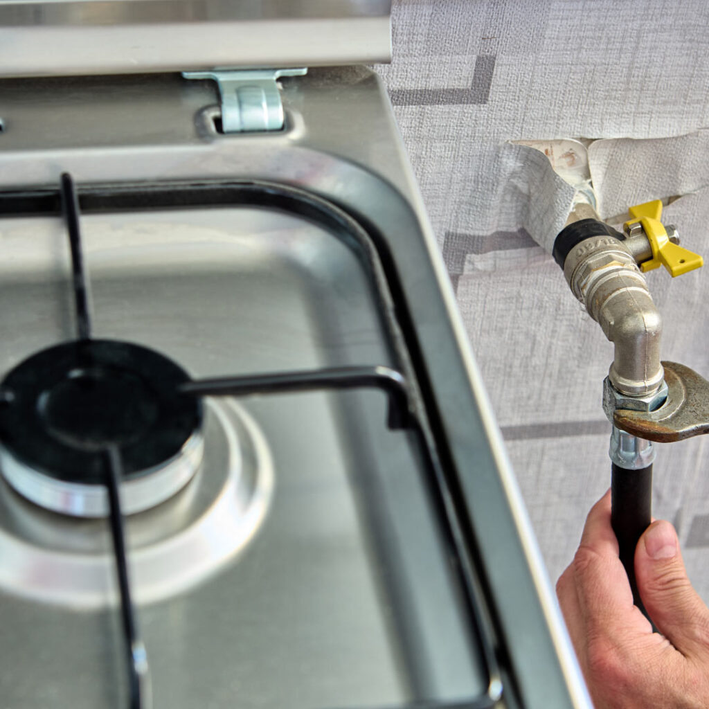 Disconnect gas line after kitchen flood