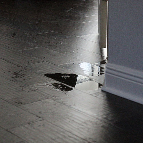 water on hardwood floor before restoration