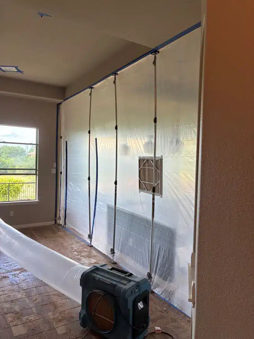 mold containment set up with hepa in room